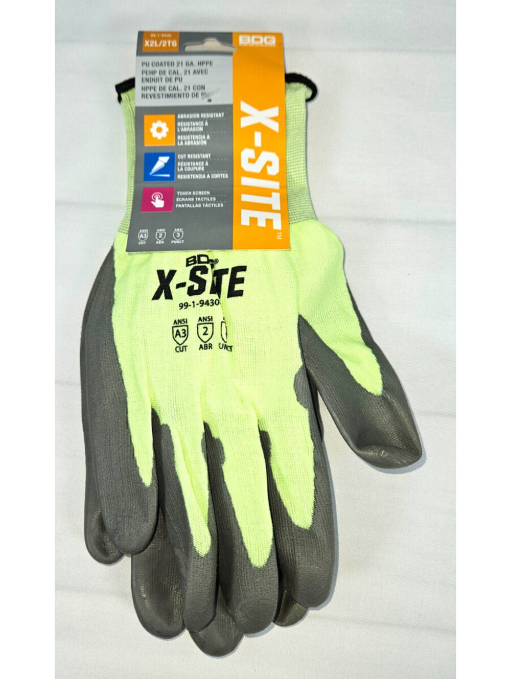 BDG X-Site Cut-Resistant High-Visibility Cut Resistant Work Gloves